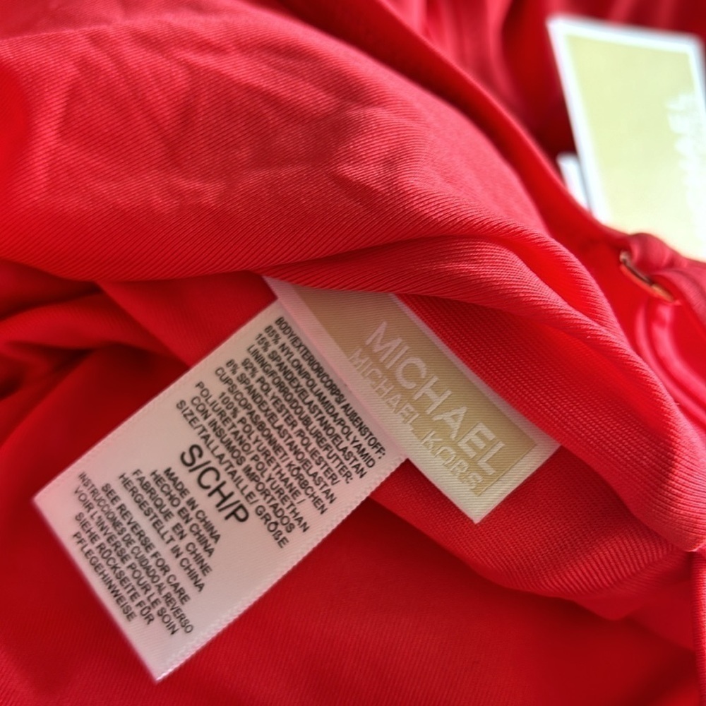 Michael Kors Sea coral 2 piece over the shoulder twist tankini swimsuit S - Picture 9 of 14
